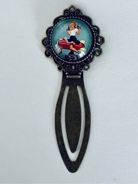 Retro Lady Pin-Up Metal Bookmark, NWT